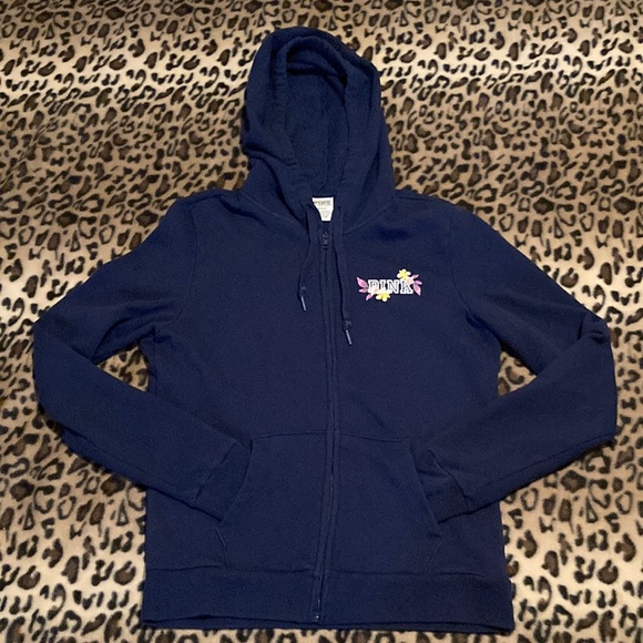 GUC PINK VICTORIAS SECRET HOODIE VS FLORAL LOUNGE FULL ZIP HOODIE Women’s Size M - Picture 1 of 12